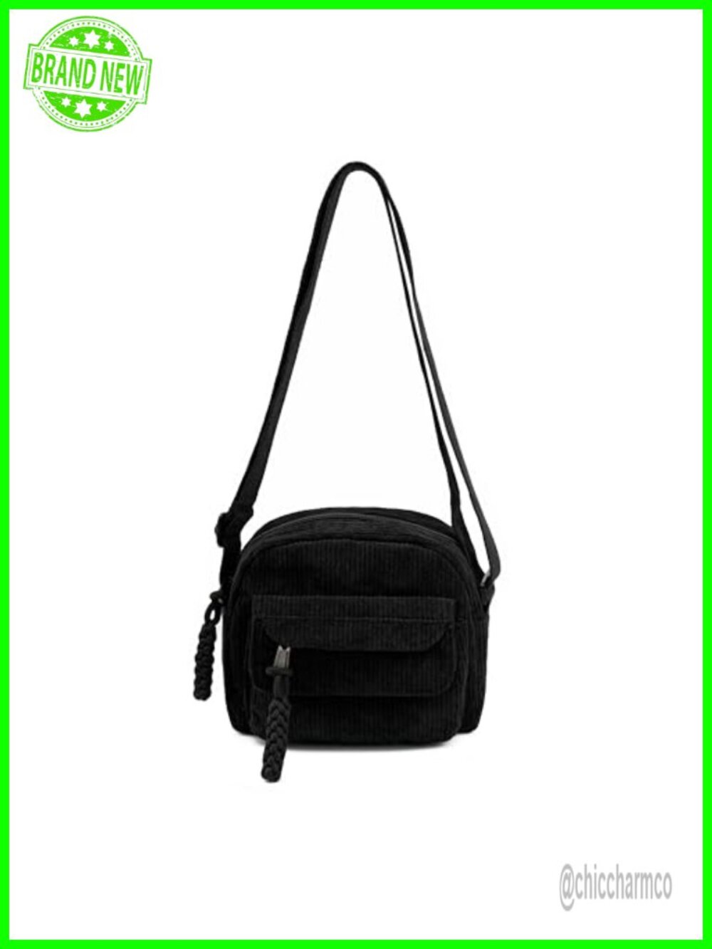 Corduroy Crossbody Bag Mini Shoulder Handbag Purse Zipper Pocket